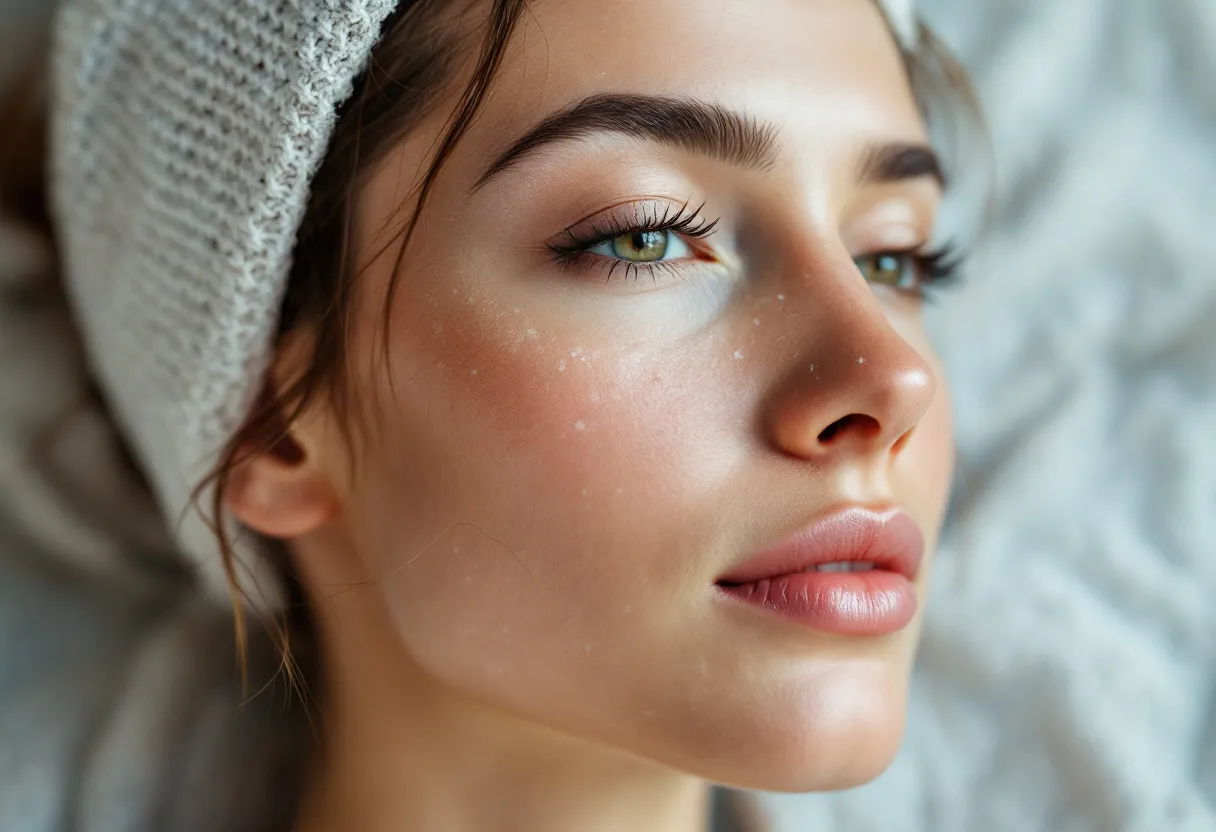 Gros plan réaliste d'un visage féminin avant et après un traitement de Botox naturel, montrant des rides du lion atténuées et un air reposé, sur fond de briques gantoises.