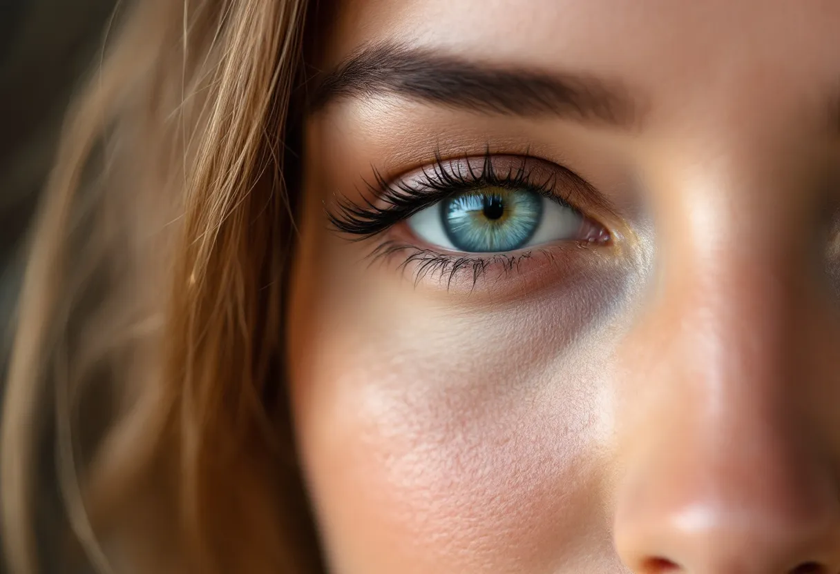 Een close-up van een vrouw met een ontspannen gezichtsuitdrukking, de subtiele gladheid van haar voorhoofd en tussen haar wenkbrauwen toont het natuurlijke resultaat van een botoxbehandeling, in een rustige klinieksetting in Gent.